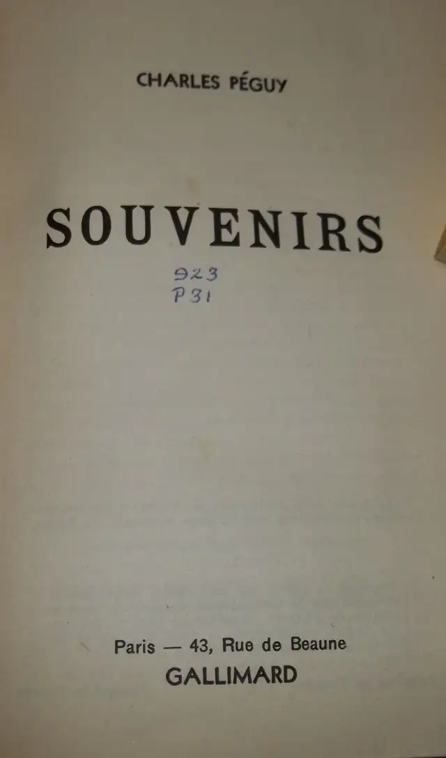 Souvenirs.Charles Peguy.French.1934 - Photo 4