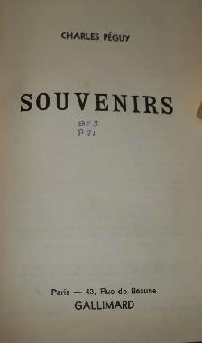Souvenirs.Charles Peguy.French.1934 - Photo 4