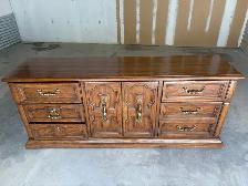 Free delivery used Vintage Wood Dresser with 9 Drawers - Photo 2