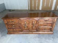 Free delivery used Vintage Wood Dresser with 9 Drawers - Photo 3