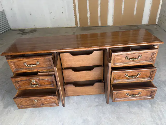 Free delivery used Vintage Wood Dresser with 9 Drawers - Photo 7