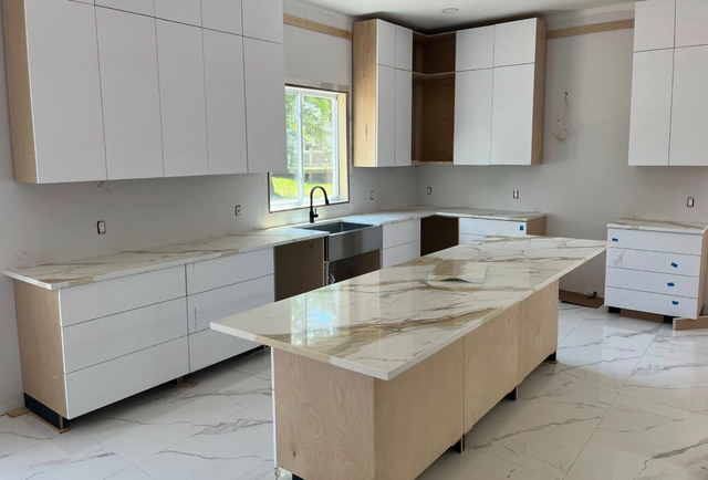 White Countertop With Treeish Golden Veins 437-522-8447