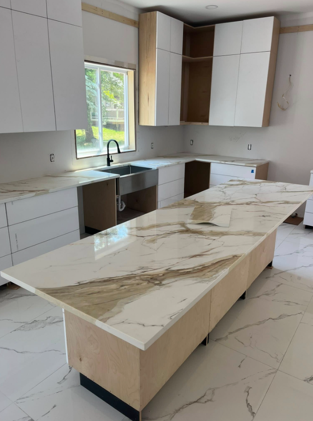 White Countertop With Treeish Golden Veins 437-522-8447 - Photo 3
