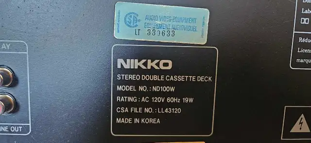 NIKKO STEREO DOUBLE CASSETTE DECK ND100W - Photo 4