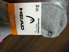 3 pair pack of Head ankle socks. Pink, White, Black. Size 6 - 10
