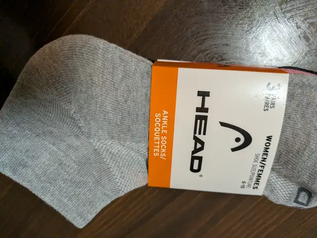 3 pair pack of Head ankle socks. Pink, White, Black. Size 6 - 10 - Photo 2