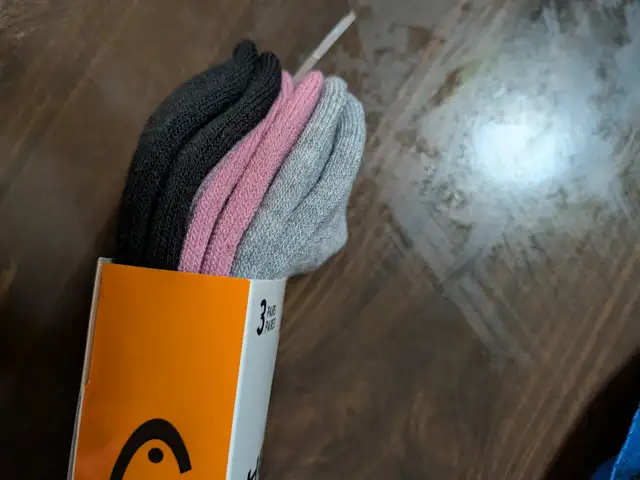 3 pair pack of Head ankle socks. Pink, White, Black. Size 6 - 10 - Photo 3