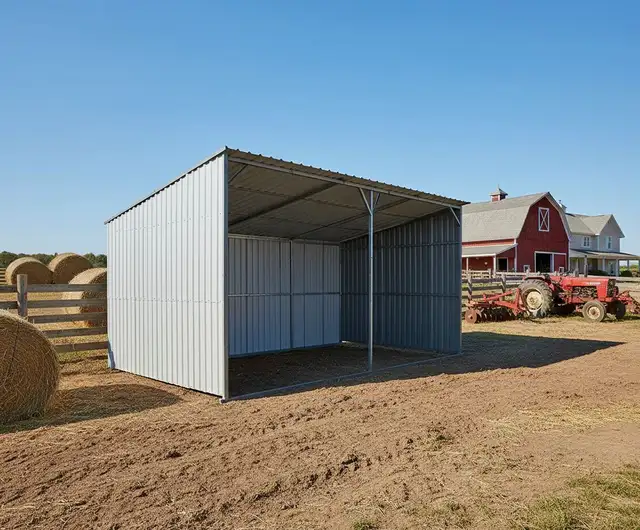 Abri métallique agricole pour bétail 19x12