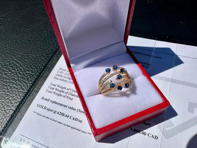 #846 - 14kt Yellow Gold, Sapphire & Diamond Custom Ring SZ 6