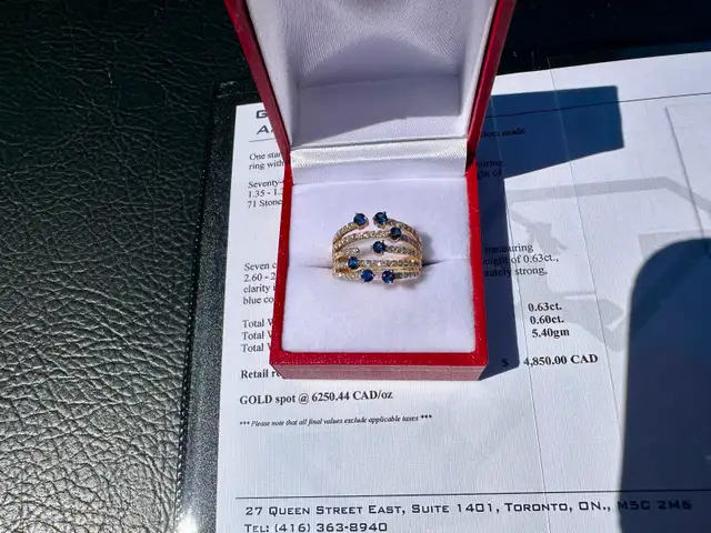 #846 - 14kt Yellow Gold, Sapphire & Diamond Custom Ring SZ 6 - Photo 2