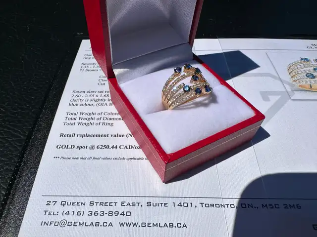 #846 - 14kt Yellow Gold, Sapphire & Diamond Custom Ring SZ 6 - Photo 6