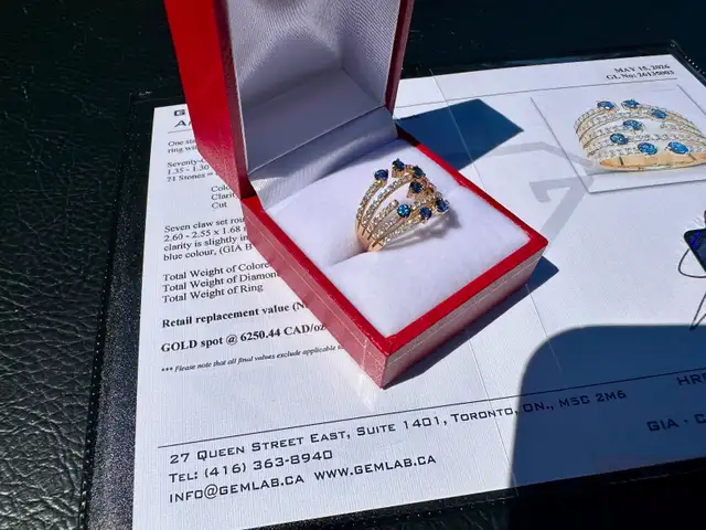 #846 - 14kt Yellow Gold, Sapphire & Diamond Custom Ring SZ 6 - Photo 7