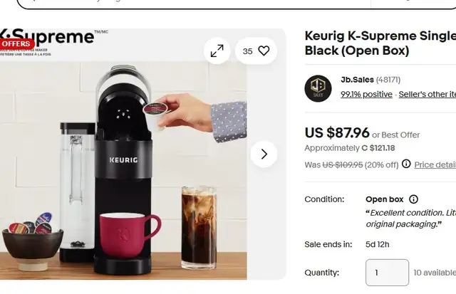 Keurig K- Supreme Single Pod Coffee Maker- Black - Photo 3