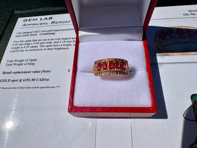#825 - 14kt Rose Gold & Fire Opal Ring, Size 8