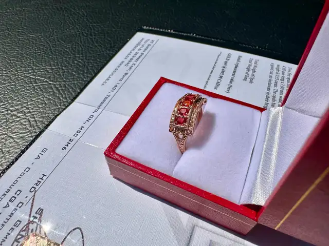#825 - 14kt Rose Gold & Fire Opal Ring, Size 8 - Photo 5