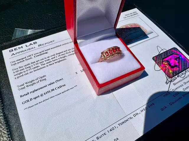 #825 - 14kt Rose Gold & Fire Opal Ring, Size 8 - Photo 7