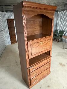 Free delivery used Wooden Secretary Desk with Hutch and Drawers - Photo 2