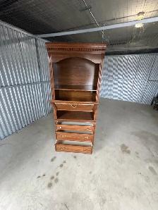 Free delivery used Wooden Secretary Desk with Hutch and Drawers - Photo 5