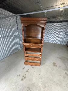 Free delivery used Wooden Secretary Desk with Hutch and Drawers - Photo 6