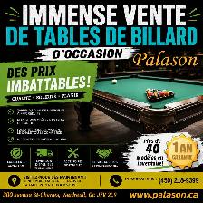 VENTE Plus de 40 modèles de tables de billard usagées Pool Table