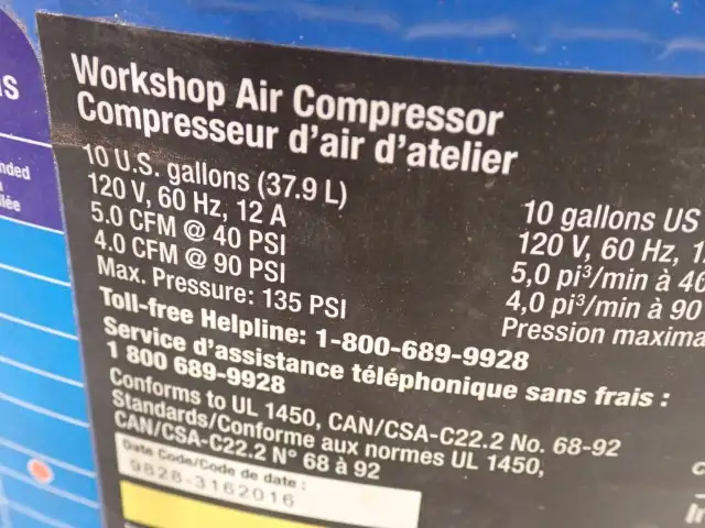 Mastercraft 10 Gallon Air Compressor - Photo 9