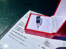 #814/857 - Sapphire, Diamond & 14kt White Gold Band, Size 7 - Photo 4