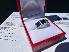 #814/857 - Sapphire, Diamond & 14kt White Gold Band, Size 7 - Photo 8