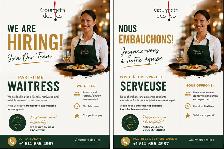 Hiring Now / Nous Embauchons – Waitress / Serveuse Part-Time