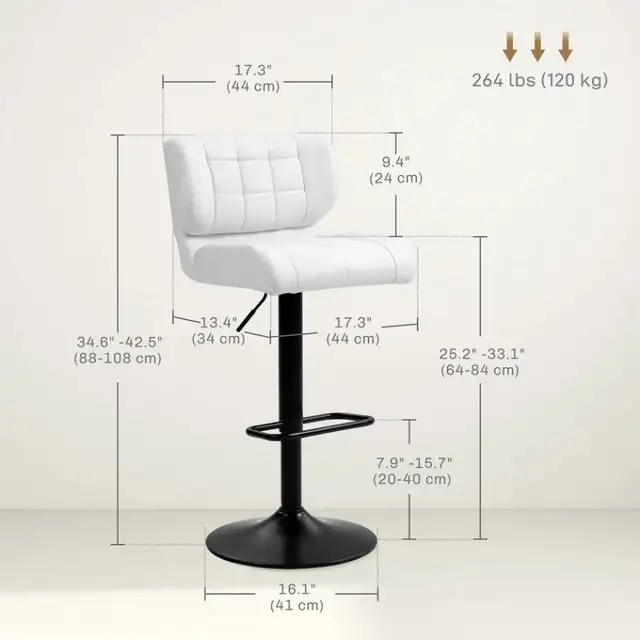 Adjustable Bar Stools with Footrest Back for Kitchen Counter ... - Photo 3