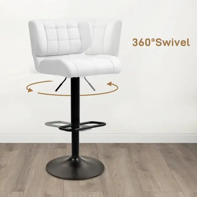 Adjustable Bar Stools with Footrest Back for Kitchen Counter ... - Photo 4