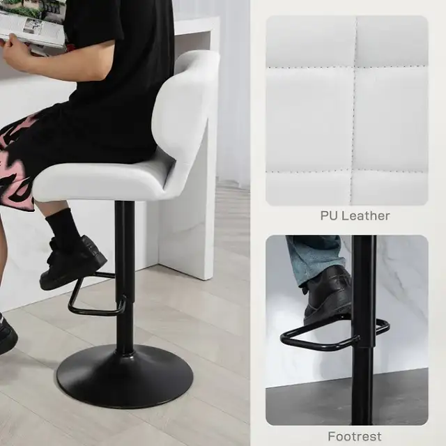 Adjustable Bar Stools with Footrest Back for Kitchen Counter ... - Photo 5