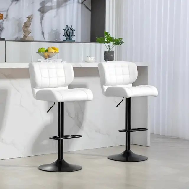 Adjustable Bar Stools with Footrest Back for Kitchen Counter ... - Photo 6