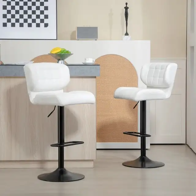 Adjustable Bar Stools with Footrest Back for Kitchen Counter ... - Photo 7