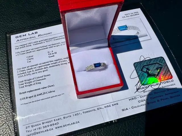 #858 - 14kt White Gold EFFY Diamond / Sapphire Ring Size 7 - Photo 3