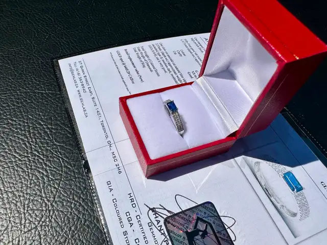 #858 - 14kt White Gold EFFY Diamond / Sapphire Ring Size 7 - Photo 4