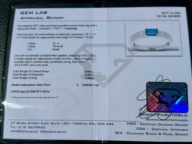 #858 - 14kt White Gold EFFY Diamond / Sapphire Ring Size 7 - Photo 9