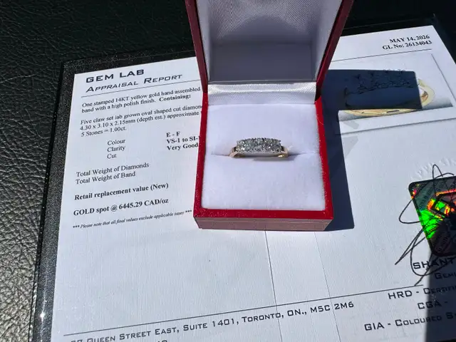 #834 - 14kt Yellow Gold, Oval Diamond Band Size 7