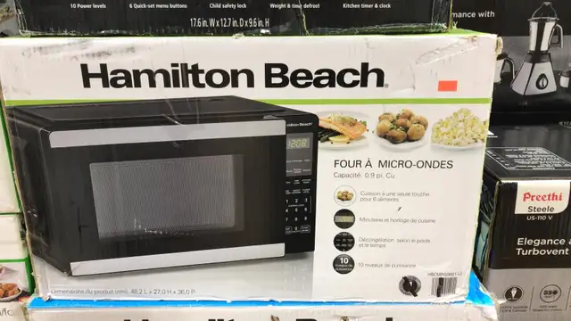 HAMILTON BEACH 0.9 CUFT MICROWAVE BLACK COLOR