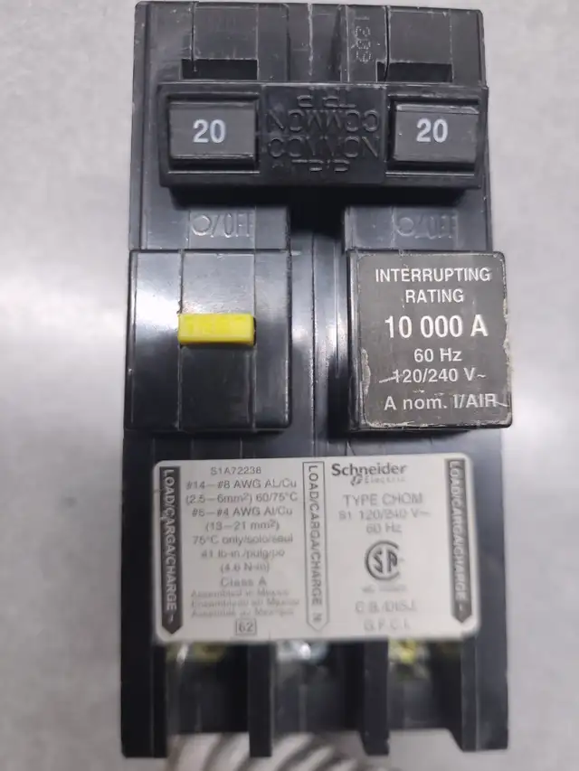 DISJONCTEUR 2 POLE 20 AMPERE 120/240V FUITE MALT NEUF CHOM220GFI - Photo 4