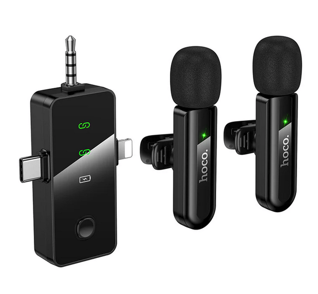 HOCO L20C 2pc Wireless Lavalier Mic (Lightning/Type-C/3.5)