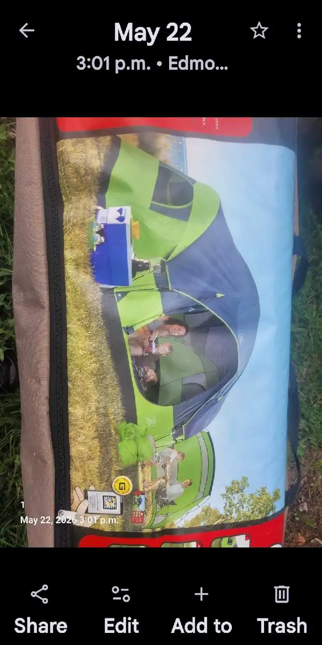 Camping tent w sleeping bags and chairs