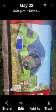 Camping tent w sleeping bags and chairs
