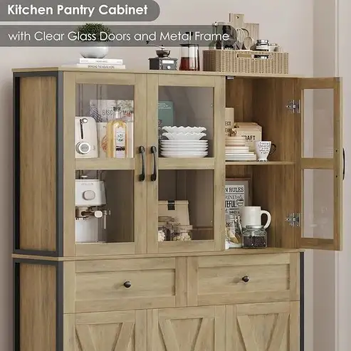 Brand New 41.3" Large Pantry Cabinet w. Clear Glass Doors $269 - Photo 9