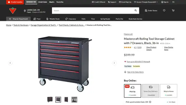 Brand New Mastercraft Rolling Tool Storage Cabinet For Sale - Photo 9