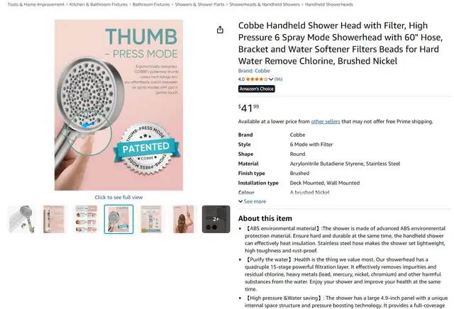 Brand New Cobbe Handheld Showerhead For Sale - Photo 8