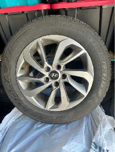 17-inch tires on Hyundai Alloy Rims.  Set of 4.  Like new