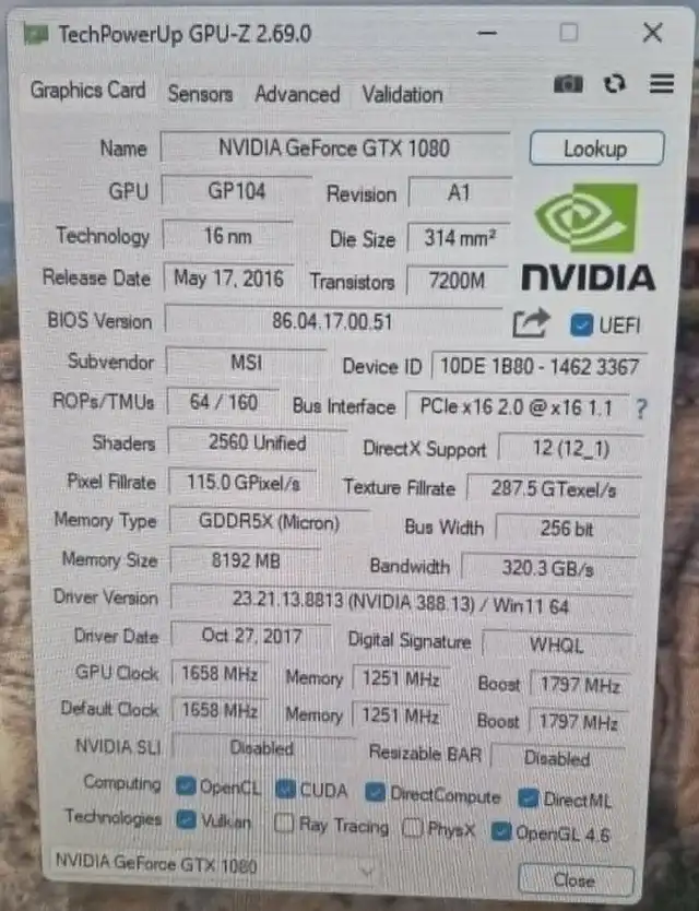 MSI GTX 1080 ARMOR OC 8GB – FULLY TESTED & STABLE – $140 - Photo 7