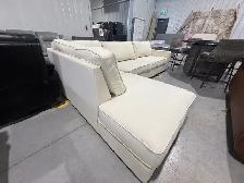 Cream fabric sectional with ottoman - Photo 4