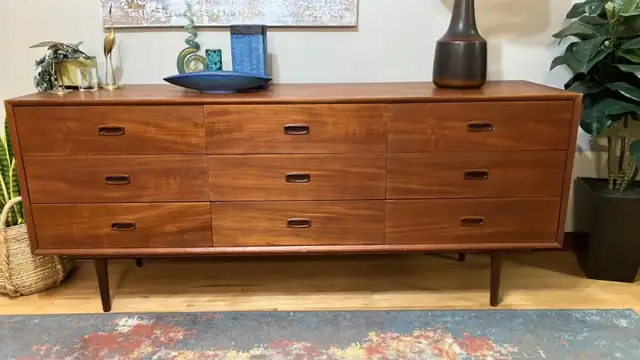 Mid century. Teak TECK. Crédence, buffet, commode, bahut televis - Photo 6