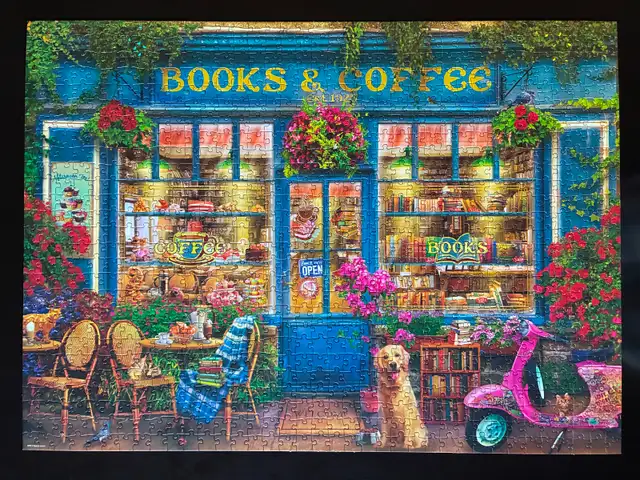 1000pc Eurographics 'Books & Coffee' Puzzle - Like New! - Photo 3